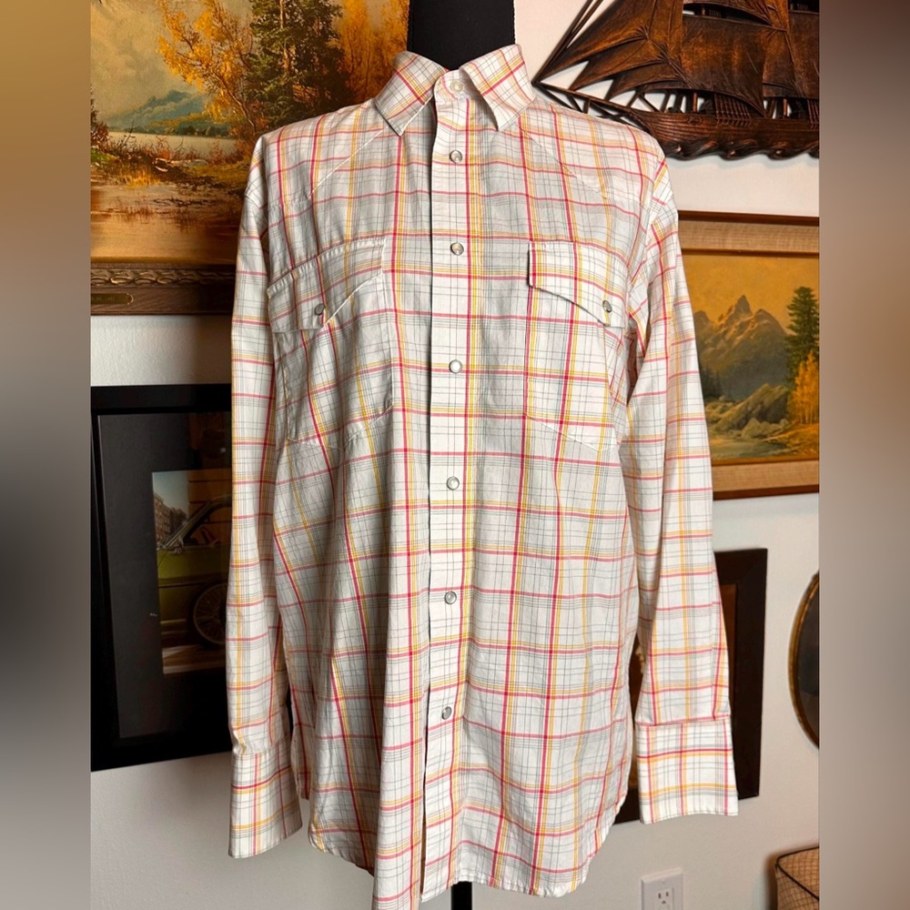Vintage Plaid Western Shirt Pearl Snaps Gender Neutral